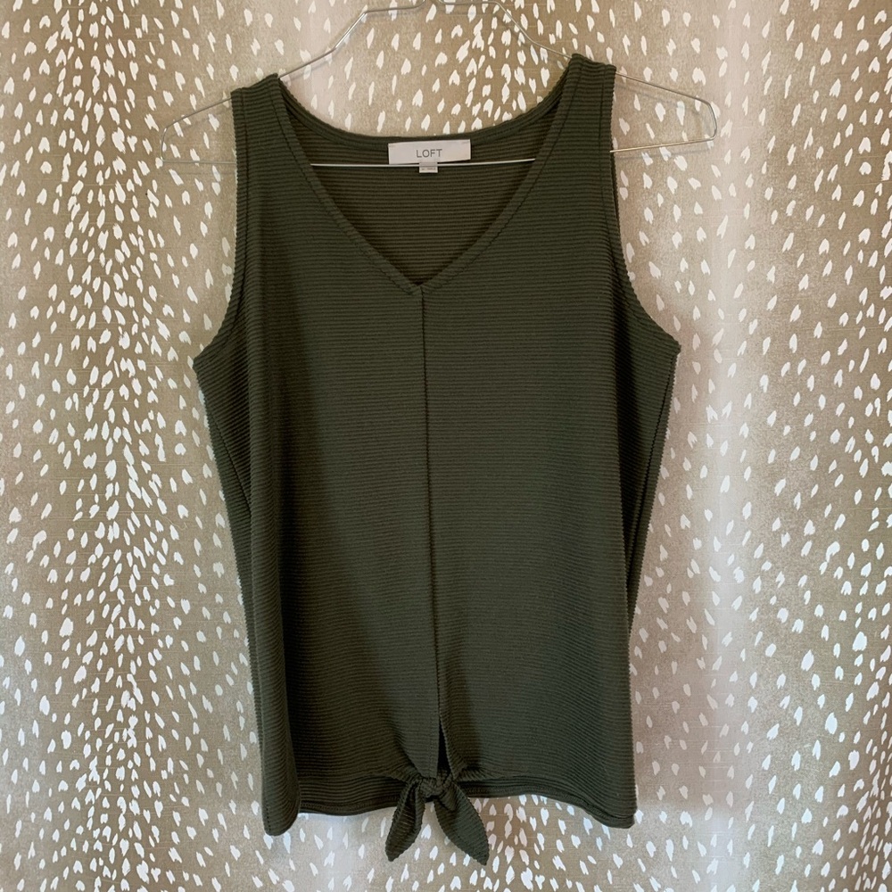 Loft Ribbed Sleeveless Tie Front Top Size Medium